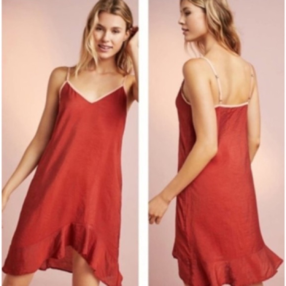 Anthropologie Lacausa Red Sleeveless slip Dress